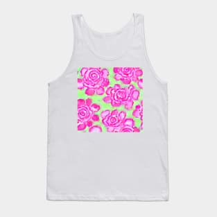 Pink watercolor roses on light green Tank Top